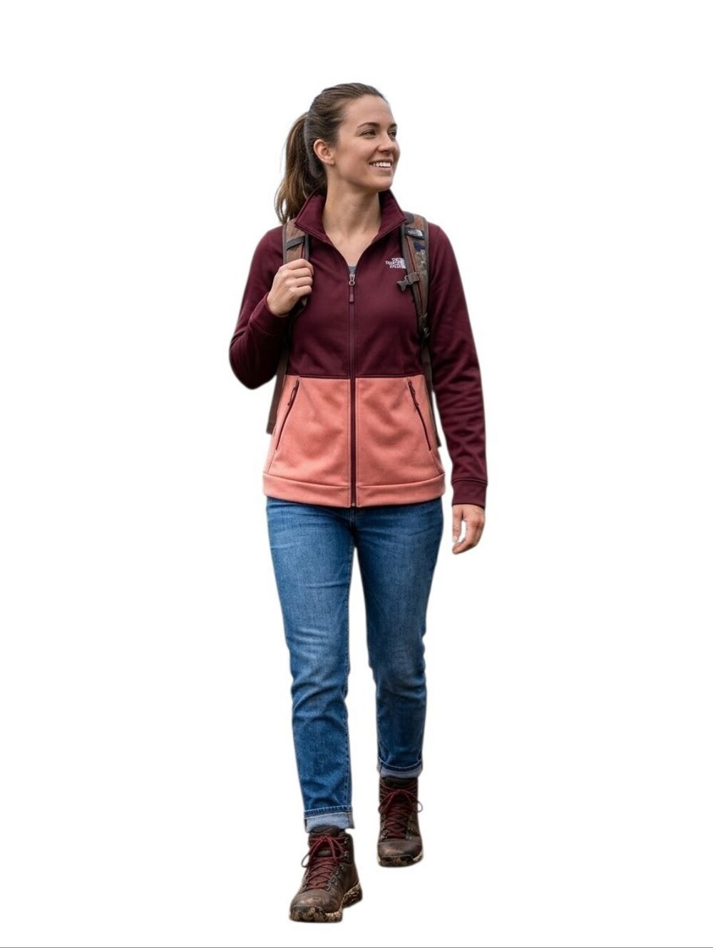 The North Face 100 Cinder Full Zip Pullover Jacket Deep Garnet Red Sz Small